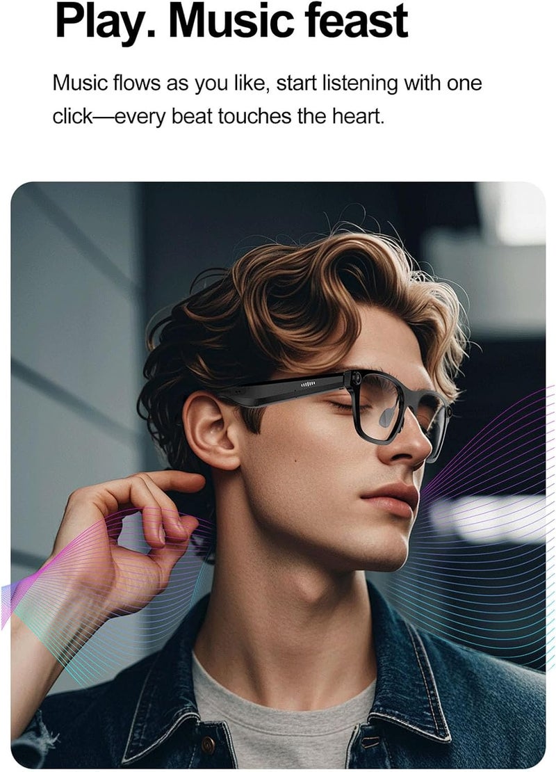 نظارات زونيتي الذكية بتقنية الذكاء الاصطناعي (Zunate Smart AI Glasses)، مزودة بكاميرا بدقة 1080 بكسل، ترجمة في الوقت الفعلي، التحكم الصوتي، تسجيل فيديو عالي الدقة، وإمكانية إجراء مكالمات عبر البلوتوث. - Image 3
