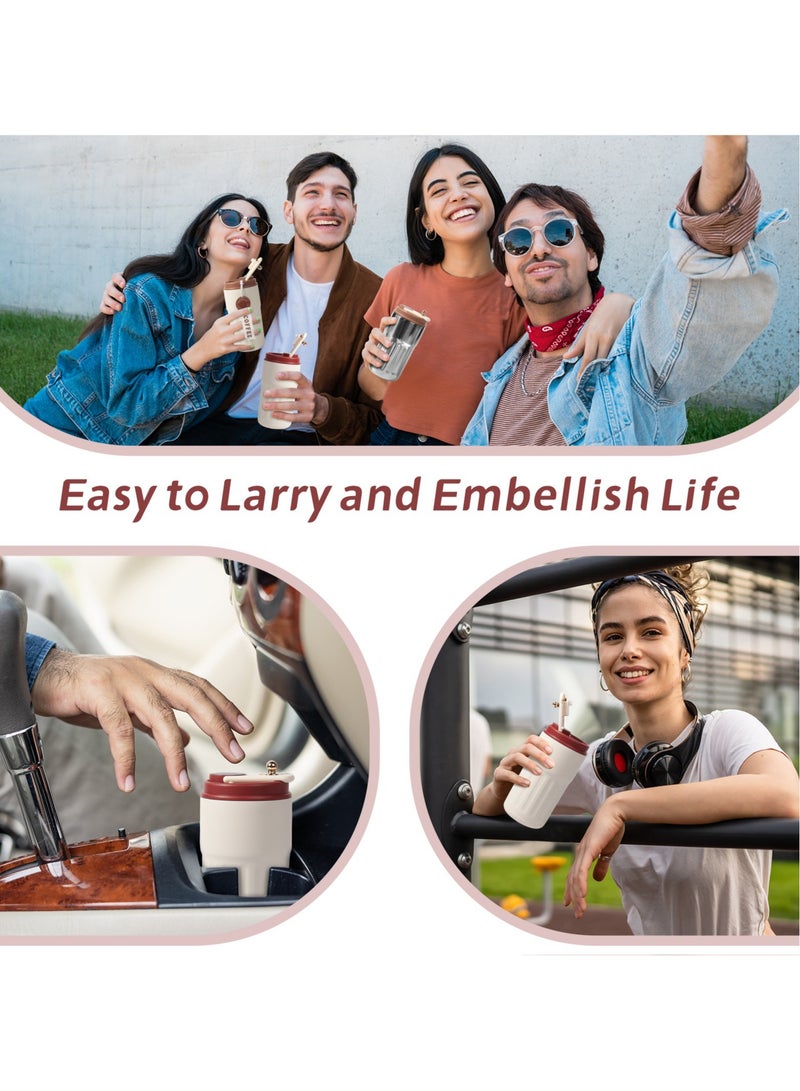 أوتشوانغ شاشة عرض درجة حرارة LED ذكية كوب قهوة مكتب السفر ، 316 الفولاذ المقاوم للصدأ 450 مل دائم مانع للتسرب سهل الإمساك به كوب ترمس محمول (أبيض) - Image 5