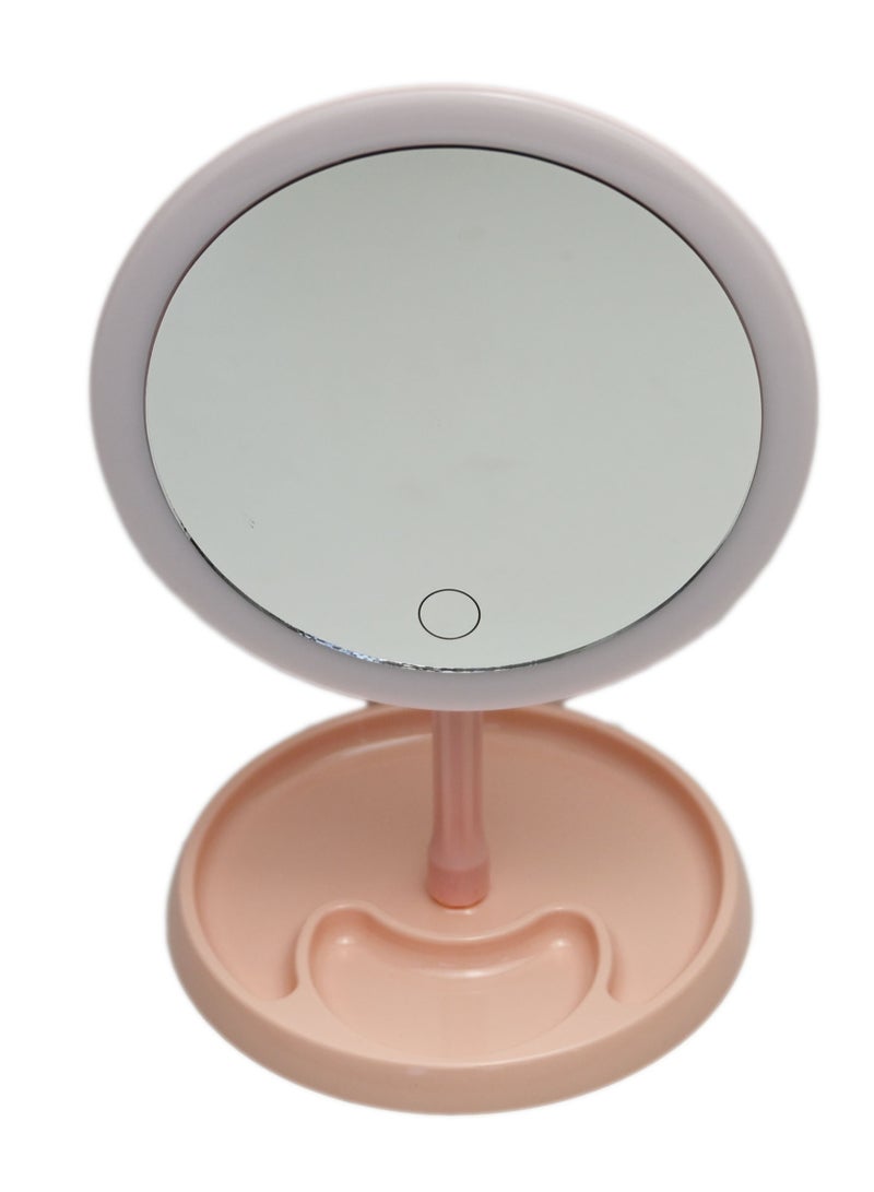 Tabletop Mirror Lighted Makeup Mirror, Rechargeable LED Vanity Mirror with Touch Sensor, 3 Color Lights Detachable Portable Tabletop Mirrors - Image 1