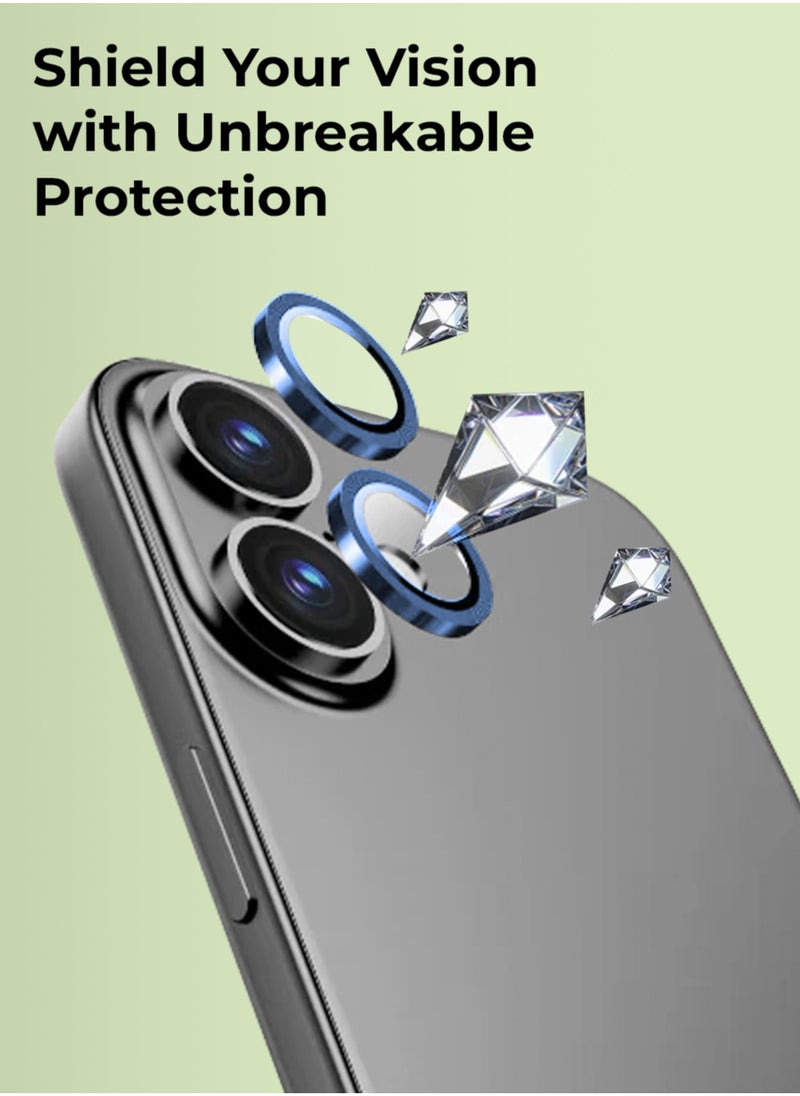 glassology - iPhone 16 Plus Lens Guard Scratch Resistant Anti-Fingerprint Camera Protection (Blue) - Image 1