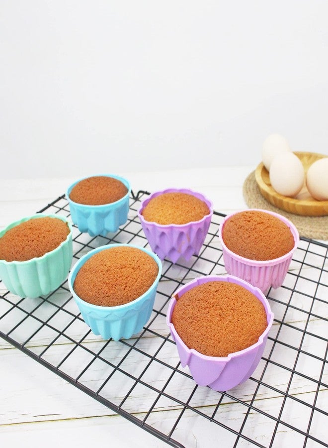 To encounter Silicone Cupcake Baking Cups, Food Grade Non-Stick Muffin Liners, Reusable 3 Inch Silicone Molds, 6 Shapes Pack of 24 - Image 2