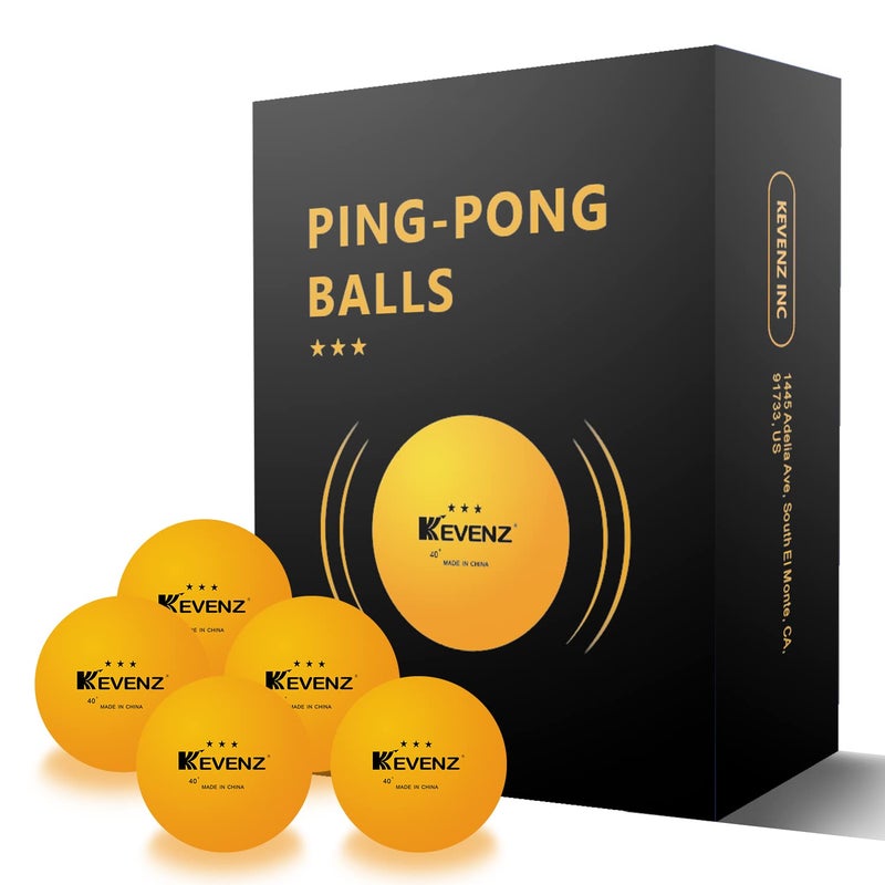KEVENZ 12 Pack Premium Ping Pong Balls, 3 Star Advanced Table Tennis Balls, 40mm+ Gift Back Outdoor and Indoor Ping-Pong Ball for Training, Competition and More, Orange - Image 2