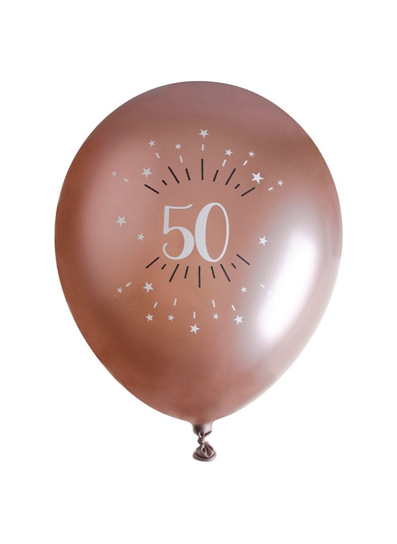 50-Years Birthday Anniversary Latex Balloons Rose Gold 30cm 6-Pack