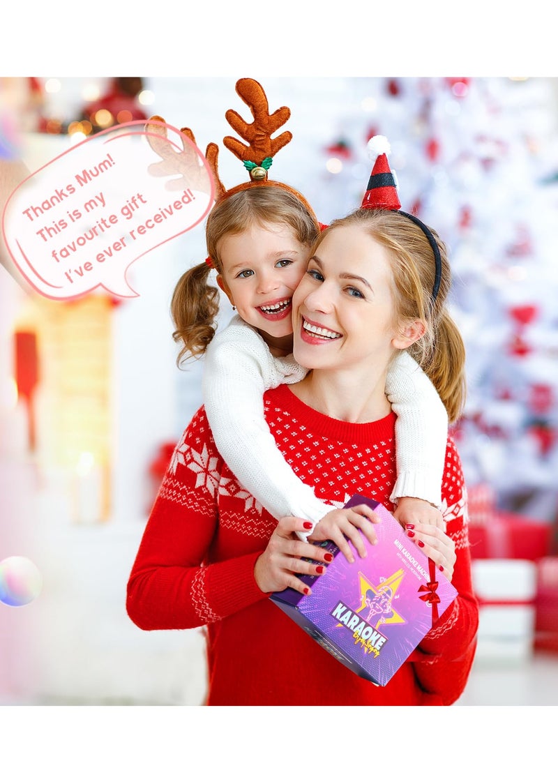 DURKU Mini Karaoke Machine for Kids Adults, Portable Bluetooth Speaker with 2 Wireless Microphones, Home Birthday Party for Girls / Boys (Pink) - Image 5