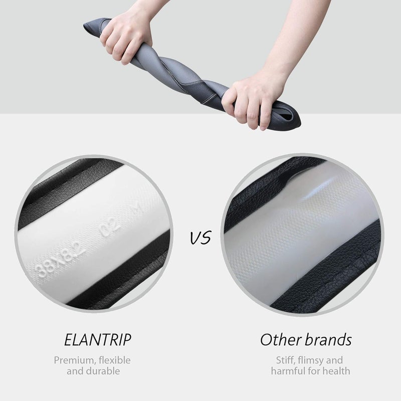 Elantrip Leather Steering Wheel Cover Great Grip with 3D Honeycomb Anti-Slip Design, Universal 14.5-15 Inch Car Wheel Protector Black and Gray - Image 5