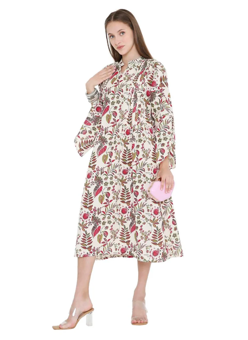 هانا آند سارا HIGH QUALITY SHORT PRINTED FARASHA ARABIC KAFTAN JALABIYA DRESS