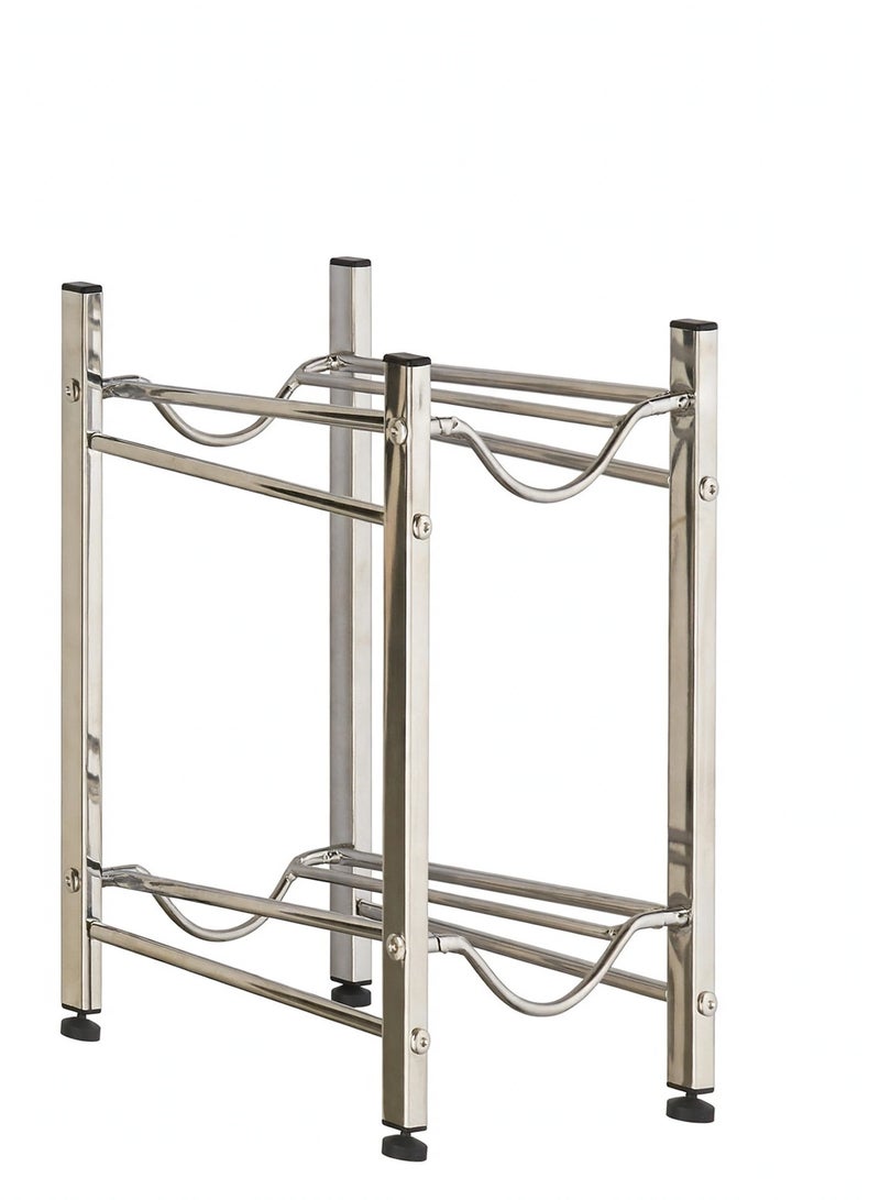 DubaiGallery Water Bottle Storage Rack EU-364363 – 1PCS Two Tier Bucket Organizer Stand, Strong Metal Construction, Space Saving Floor Storage Rack for Drinking Water Bottles, Home, Office, Kitchen and Restaurant - Image 3