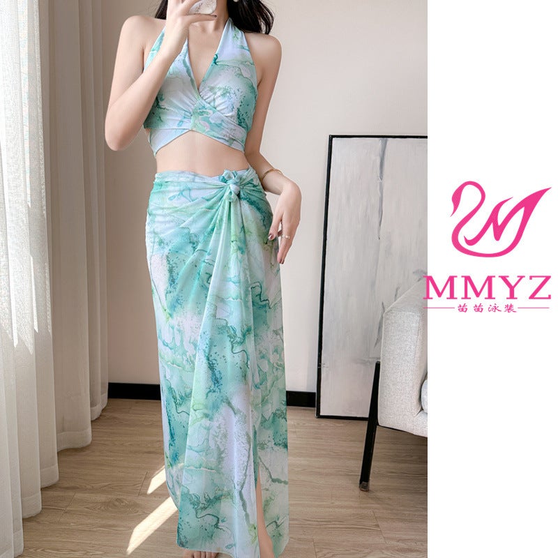 [Glass Island] Split Three-Piece Swimsuit Women'S Bikini Bikini Seaside Belly Covering Swimsuit - Image 1