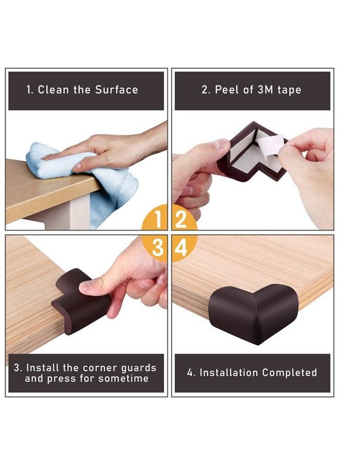 Safe-O-Kid - 4 Corner Guards Cushions Ushaped Large Sizeextra Thick Pack Of 4 Brown - Image 1