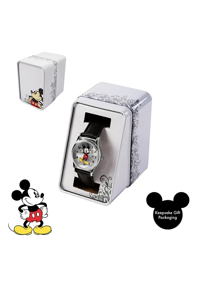 Disney Kid's Unisex Analog Round Shape PU Leather Wrist Watch MK1003 - 32 Mm