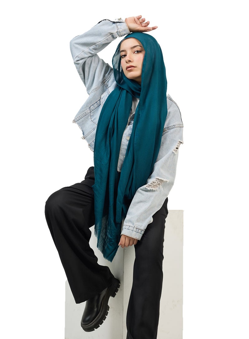 فلاور طرحة قطن مودال سادة - جنزاري - Image 3