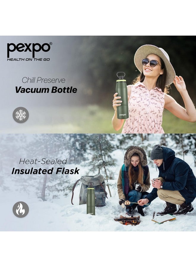Pexpo Altros 800 Pro Stainless Steel Hot & Cold Vacuum Insulated Flask, 740ml, Military Green | Leak Proof | Easy to Carry Loop Handle | Sports Water Bottle | Trekking | Gym | Office | RCB Edition - Image 5