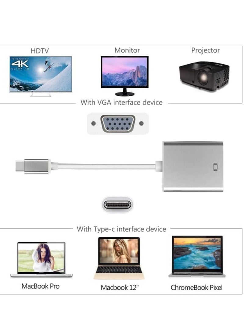 ELTRAZONE - USB Type C to VGA Adapter, USB-C to VGA, Thunderbolt 3 to VGA Adapter, Full HD 1080P Video Output, Compatible with Multiple Branded Devices – Perfect for Laptops, Tablets, and Monitors - Image 1