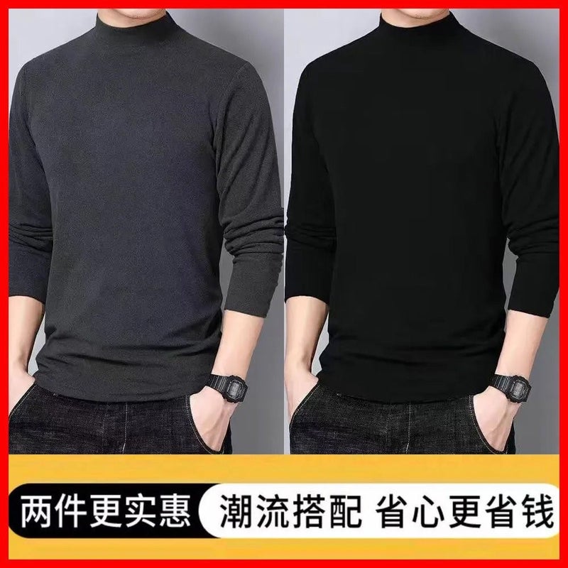 2023 New Style Inner Wear Fashionable Men'S German Top Semi-High Collar Base Shirt Double-Sided Fleece-Lined Long-Sleeved T-Shirt - Image 5