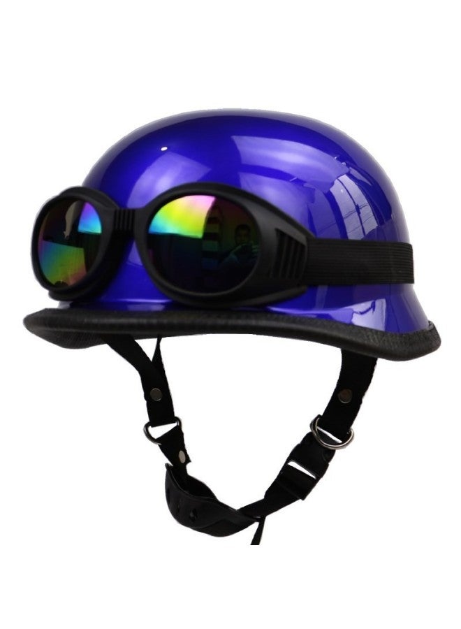 Blue Cobra Goggles Electric Car Helmet With Glasses Retro Half Helmet Fashion Men's And Women's Harley Helmet Outdoor Riding Protection Summer Helmet