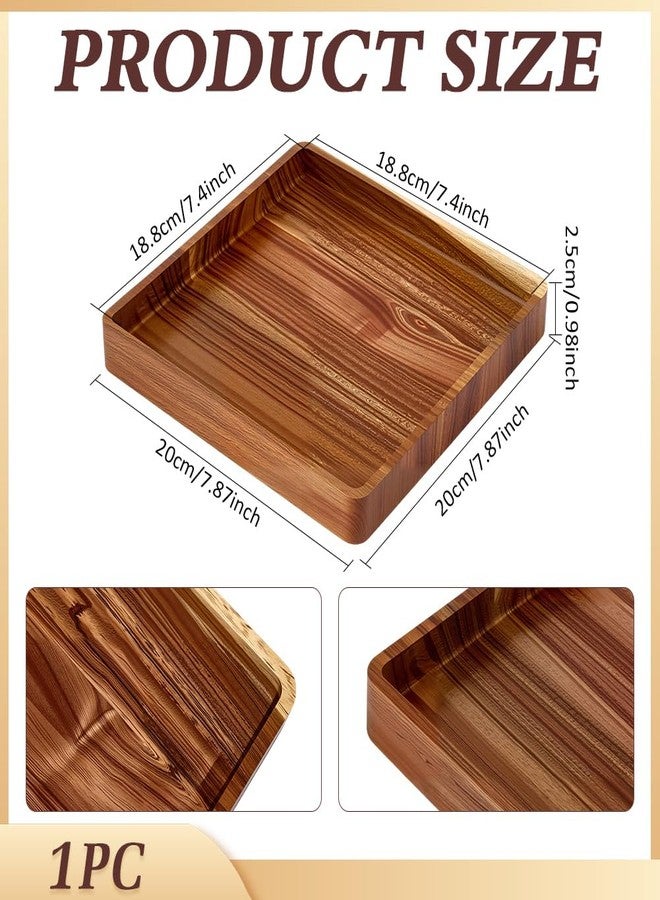 MAYJOYDIY Acacia Wood Square Serving Tray, Square Wood Serving Platter for Display Collectible Ring Jewelry Earring Necklace Trinkets Decorative Organizer 7.8" x 7.8" - Image 2