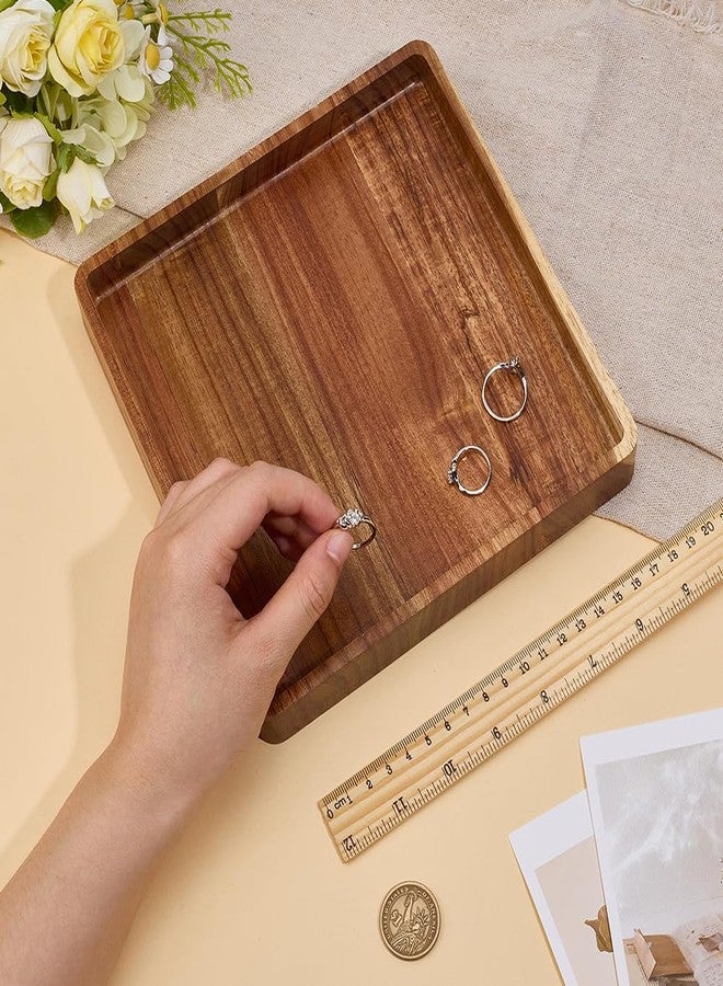 MAYJOYDIY Acacia Wood Square Serving Tray, Square Wood Serving Platter for Display Collectible Ring Jewelry Earring Necklace Trinkets Decorative Organizer 7.8" x 7.8" - Image 3