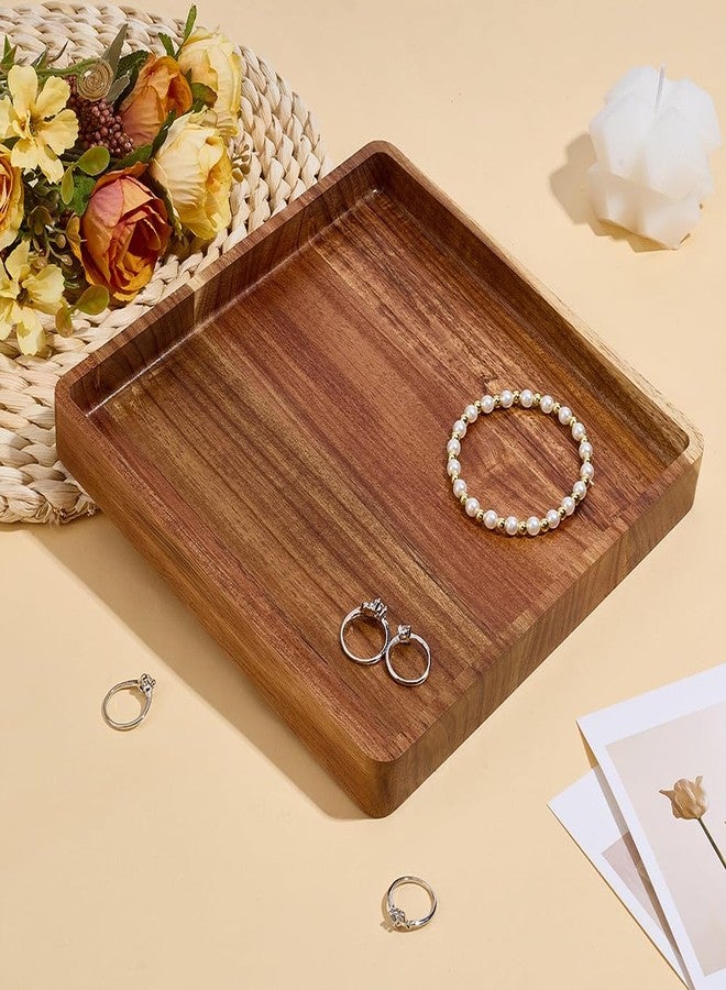 MAYJOYDIY Acacia Wood Square Serving Tray, Square Wood Serving Platter for Display Collectible Ring Jewelry Earring Necklace Trinkets Decorative Organizer 7.8" x 7.8" - Image 4