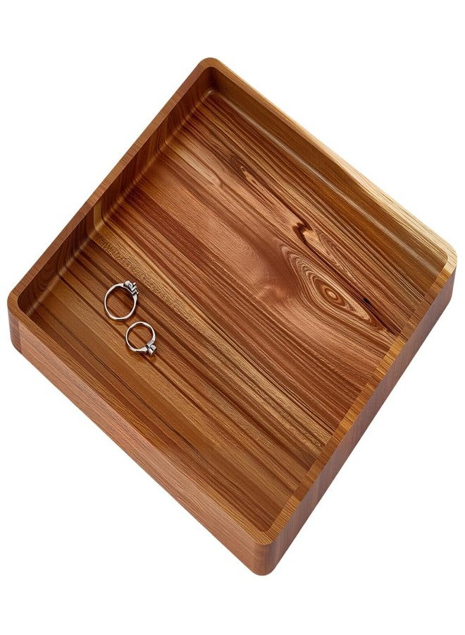 MAYJOYDIY Acacia Wood Square Serving Tray, Square Wood Serving Platter for Display Collectible Ring Jewelry Earring Necklace Trinkets Decorative Organizer 7.8" x 7.8" - Image 1