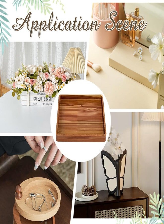MAYJOYDIY Acacia Wood Square Serving Tray, Square Wood Serving Platter for Display Collectible Ring Jewelry Earring Necklace Trinkets Decorative Organizer 7.8" x 7.8" - Image 5
