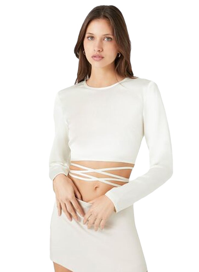 FOREVER 21 Satin Crisscross Crop Top - Image 1