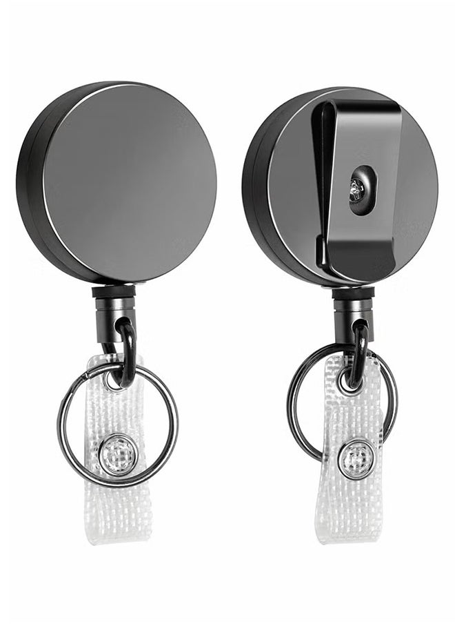 2 Pcs Heavy Duty Retractable Badge Holder Reel Metal ID Badge Holder with Belt Clip Key Ring for Name Card Keychain Grey - pzsku/Z8D6D14D0654CE19F8E6BZ/45/_/1701831419/0641f056-8578-42a2-b30c-245c1f9d3350