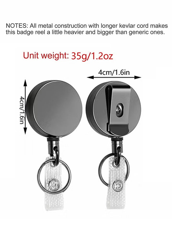VINSOC 2 Pcs Heavy Duty Retractable Badge Holder Reel Metal ID Badge Holder with Belt Clip Key Ring for Name Card Keychain Grey  - Image 2