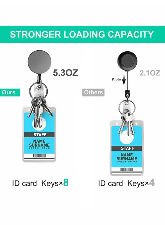 VINSOC 2 Pcs Heavy Duty Retractable Badge Holder Reel Metal ID Badge Holder with Belt Clip Key Ring for Name Card Keychain Grey  - Image 3