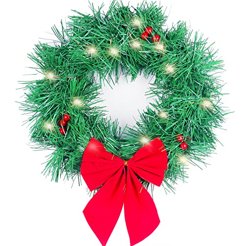 Hxezoc Christmas Car Decoration Wreath with Lights Christmas Car Wreath Accessories for Car Truck SUV or Any Car Grille Mounting Equipment Included - Image 3