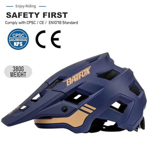 BATFOX خوذة دراجة BATFOX، خوذة دراجة جبلية للرجال والنساء والبالغين والشباب (أزرق، M(54-57CM)) - Image 2