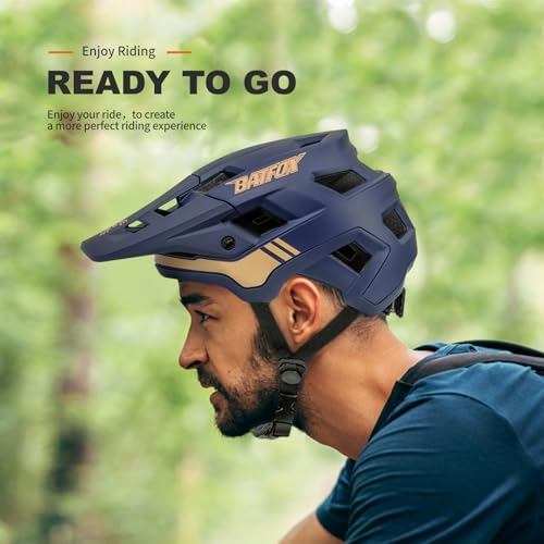 BATFOX خوذة دراجة BATFOX، خوذة دراجة جبلية للرجال والنساء والبالغين والشباب (أزرق، M(54-57CM)) - Image 5