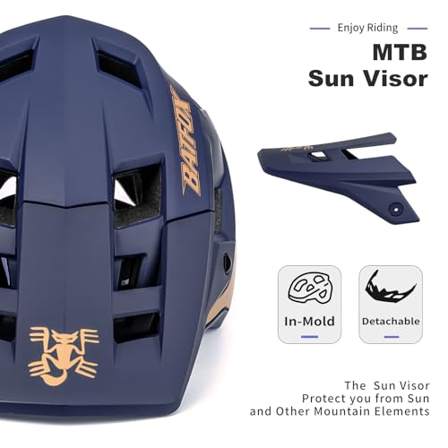 BATFOX خوذة دراجة BATFOX، خوذة دراجة جبلية للرجال والنساء والبالغين والشباب (أزرق، M(54-57CM)) - Image 3