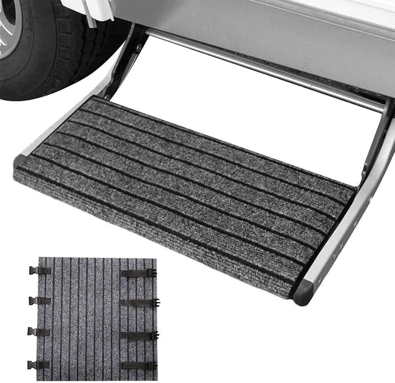Non Slip RV Step Rug Adjustable Buckle Straps Double Layer Backing Pad Camping Motorhome - Image 4