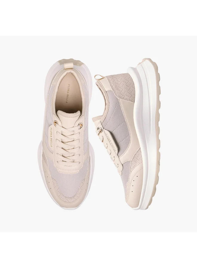 Flora Bella By Shoexpress Women Monogram Print Sneakers with Lace-Up Closure