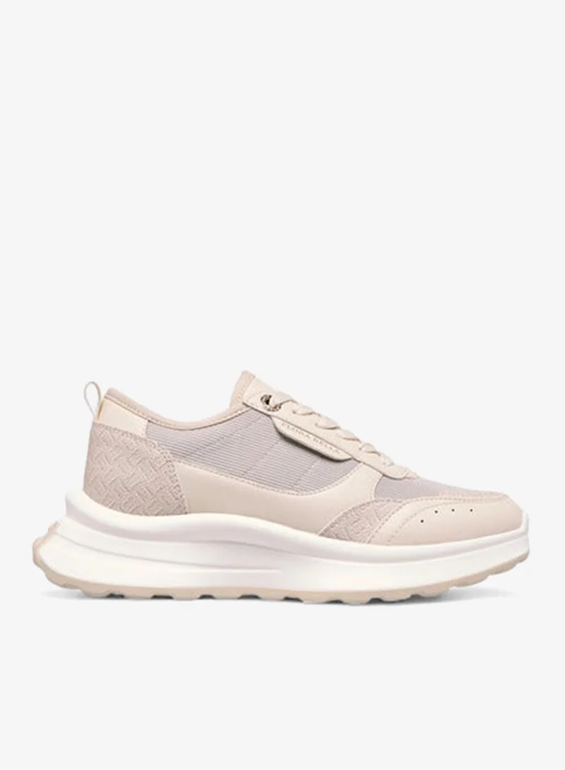 Women Monogram Print Sneakers with Lace-Up Closure