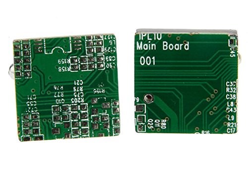 MRCUFF PC Motherboard Computer Chip Upcycled Green Circuit Board Pair Cufflinks Presentation Gift Box & Polishing Cloth - Image 1