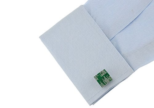 MRCUFF PC Motherboard Computer Chip Upcycled Green Circuit Board Pair Cufflinks Presentation Gift Box & Polishing Cloth - Image 3