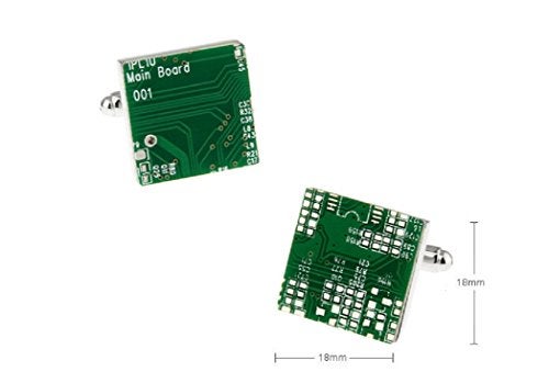 MRCUFF PC Motherboard Computer Chip Upcycled Green Circuit Board Pair Cufflinks Presentation Gift Box & Polishing Cloth - Image 2