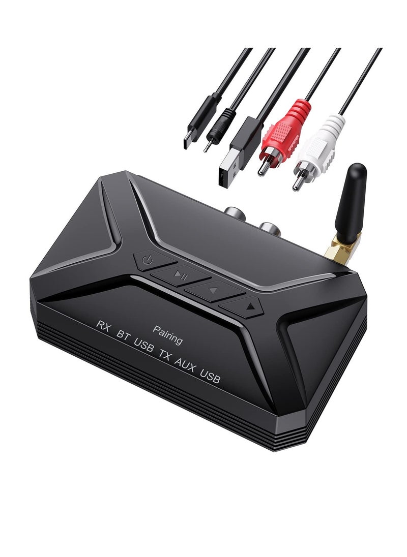 Y&D 3 in 1 Bluetooth 5.0 Audio Adapter Transmitter Receiver, Aux with USB/RCA/AUX Output for Music Streaming Sound System, Receiver Home Stereo /TV/Car/PC/Headphone/Speaker  - Image 1