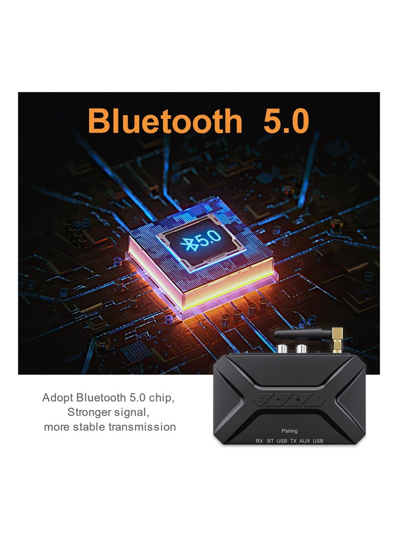 Y&D 3 in 1 Bluetooth 5.0 Audio Adapter Transmitter Receiver, Aux with USB/RCA/AUX Output for Music Streaming Sound System, Receiver Home Stereo /TV/Car/PC/Headphone/Speaker  - Image 4