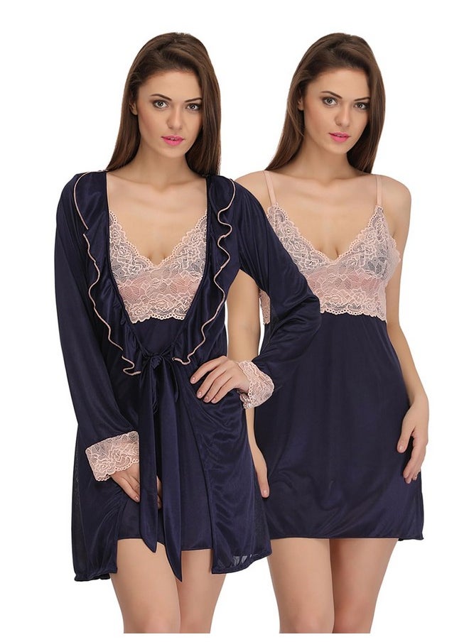 Clovia - Clovia Women's Short Nightdress (NS0799P08_L_Blue_Large) - Image 1