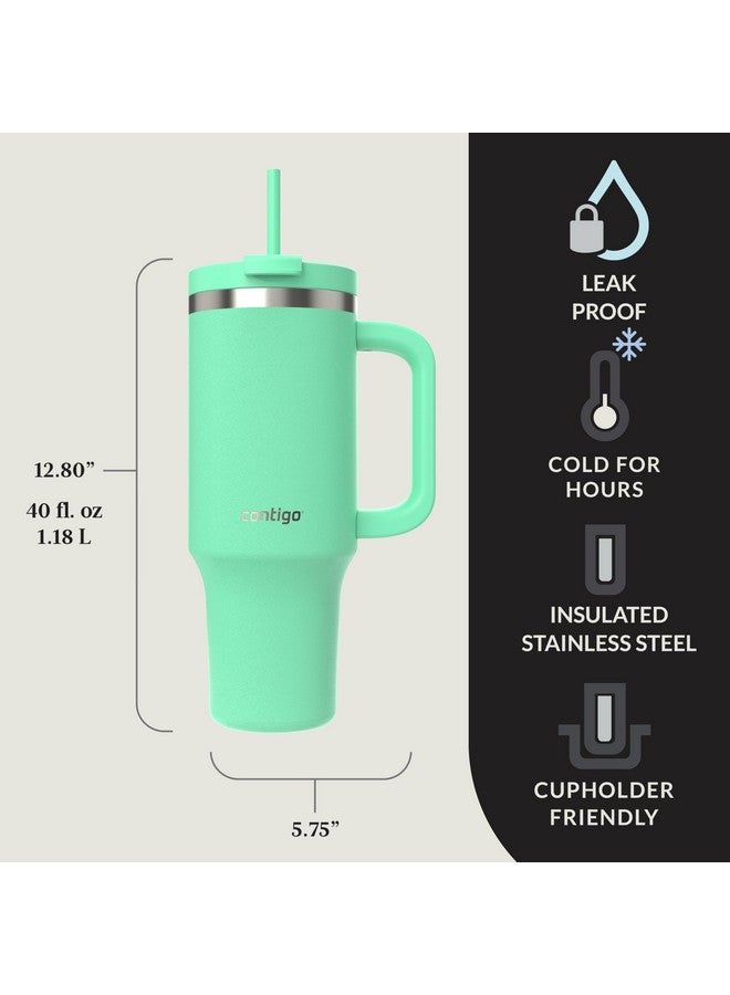 كونتيجو كوب كونتيجو ستريترفيل سعة 40 أونصة، مصنوع من الفولاذ المقاوم للصدأ معزول بالفراغ، مقاوم للتسرب، يحفظ باردًا لمدة 29 ساعة، لون ريف - Image 1
