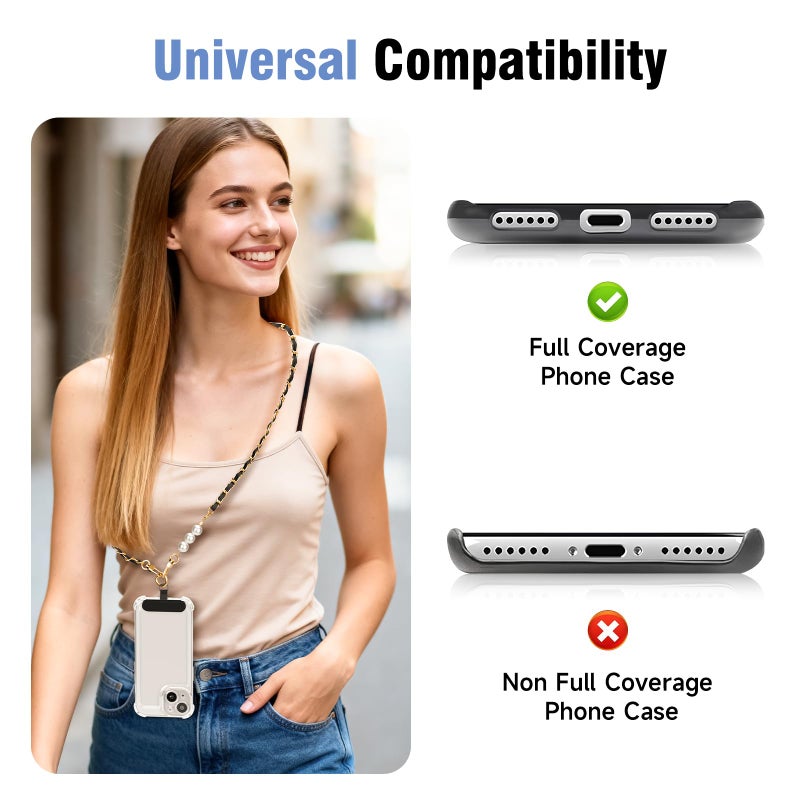 Yojaro Faux Pearl Phone Crossbody Chain for Women, Elegant Beaded Phone Lanyard with Universal Tags, Hands-Free Phone Strap Compatible with iPhone, Samsung and All Smartphones (Black) - Image 2