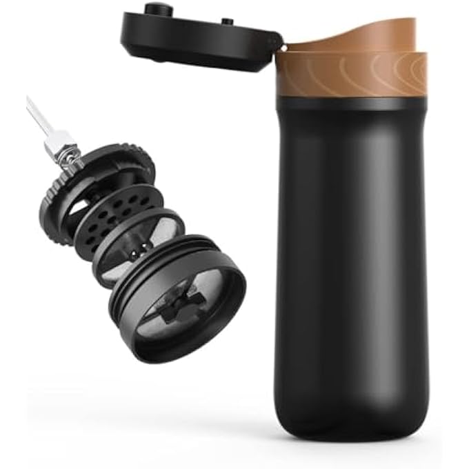 كاست ويف مكبس قهوة فرنسي 320 مل، مكبس قهوة من الفولاذ المقاوم للصدأ معزول بالفراغ، كوب سفر مع فلتر فريد مانع للتسرب، جهاز تخييم خارجي لتحضير القهوة المفلترة والشاي السائب ورغوة الحليب - Image 1