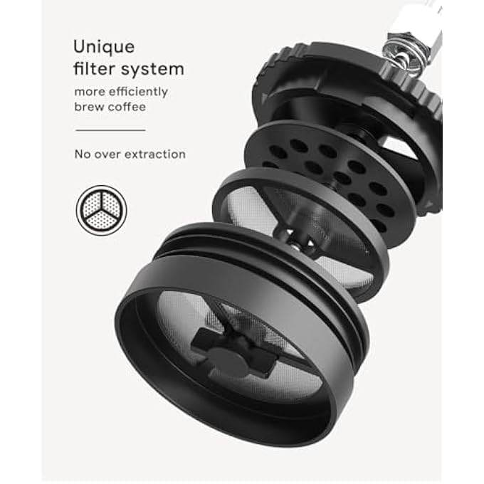 كاست ويف مكبس قهوة فرنسي 320 مل، مكبس قهوة من الفولاذ المقاوم للصدأ معزول بالفراغ، كوب سفر مع فلتر فريد مانع للتسرب، جهاز تخييم خارجي لتحضير القهوة المفلترة والشاي السائب ورغوة الحليب - Image 2