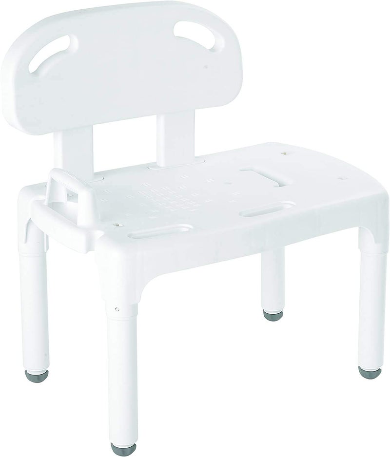careX Carex Universal Tub Transfer Bench Bath Seat with Backrest Shower Chair for Elderly and Disabled Transfer Bench Shower Seat for Bathtub with Adjustable Legs Converts to Right or Left Hand Entry 