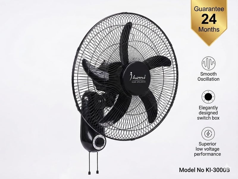 18 Inch Fan - 5 Blades - 3 Speeds - 100% Copper Motor - Space Saving - 24 Months Warranty (Wall Fa) - Image 2