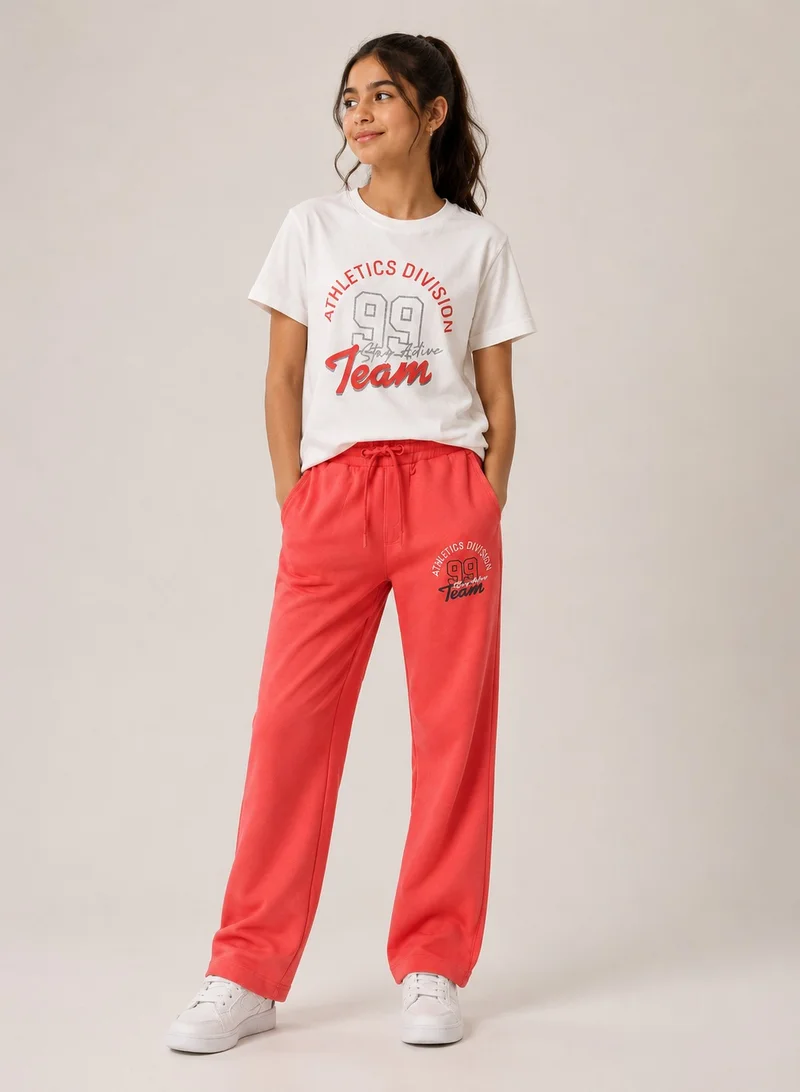 Victor And Jane Girls' 2 Pc Set - Slogan Print Top with Matching Bottom – Stylish and Comfortable - Relaxed Fit