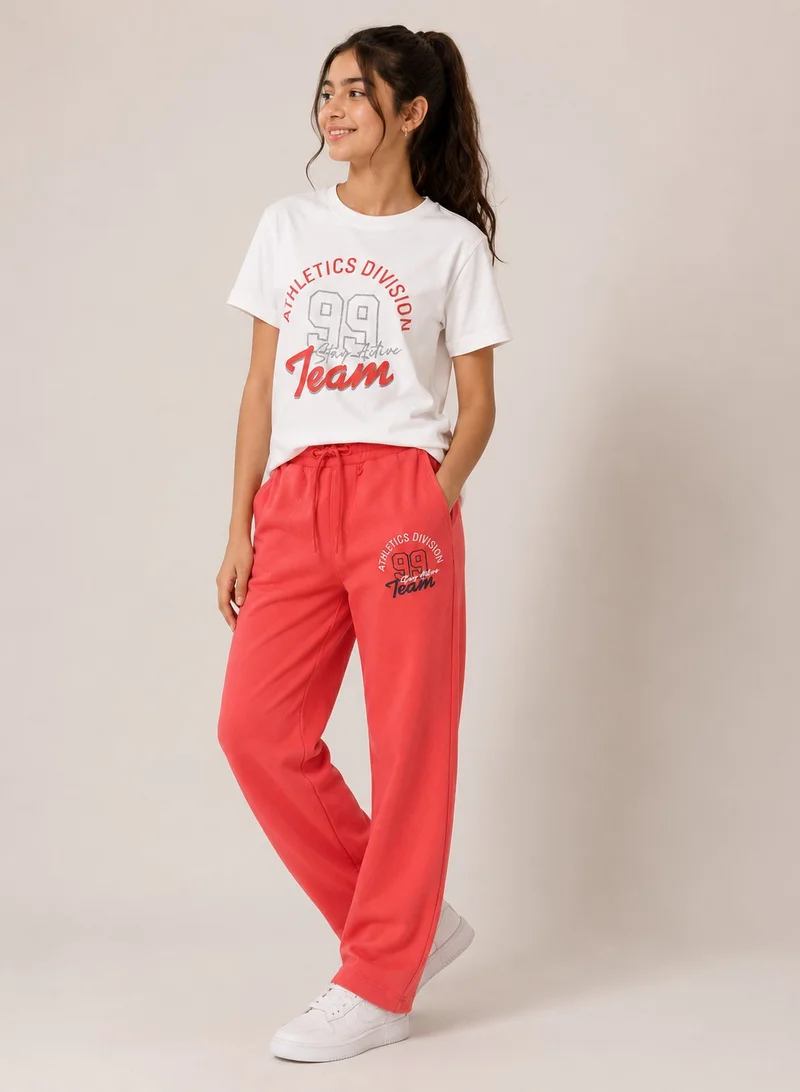 Victor And Jane Girls' 2 Pc Set - Slogan Print Top with Matching Bottom – Stylish and Comfortable - Relaxed Fit