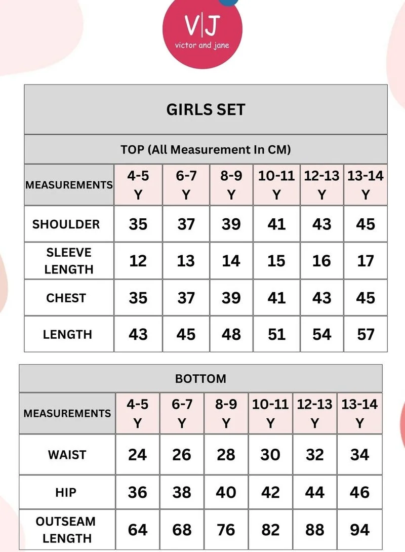Victor And Jane  Girls' 2 Pc Set - Slogan Print Top with Matching Bottom – Stylish and Comfortable - Relaxed Fit for Women | Best Price UAE